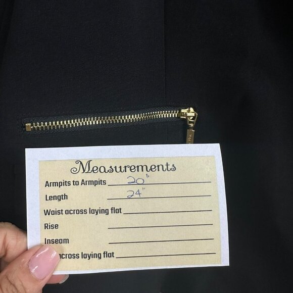 Calvin Klein Black Suit Jacket Gold Zip Faux Pockets and Skirt 2 Piece Size 12 - Picture 7 of 16